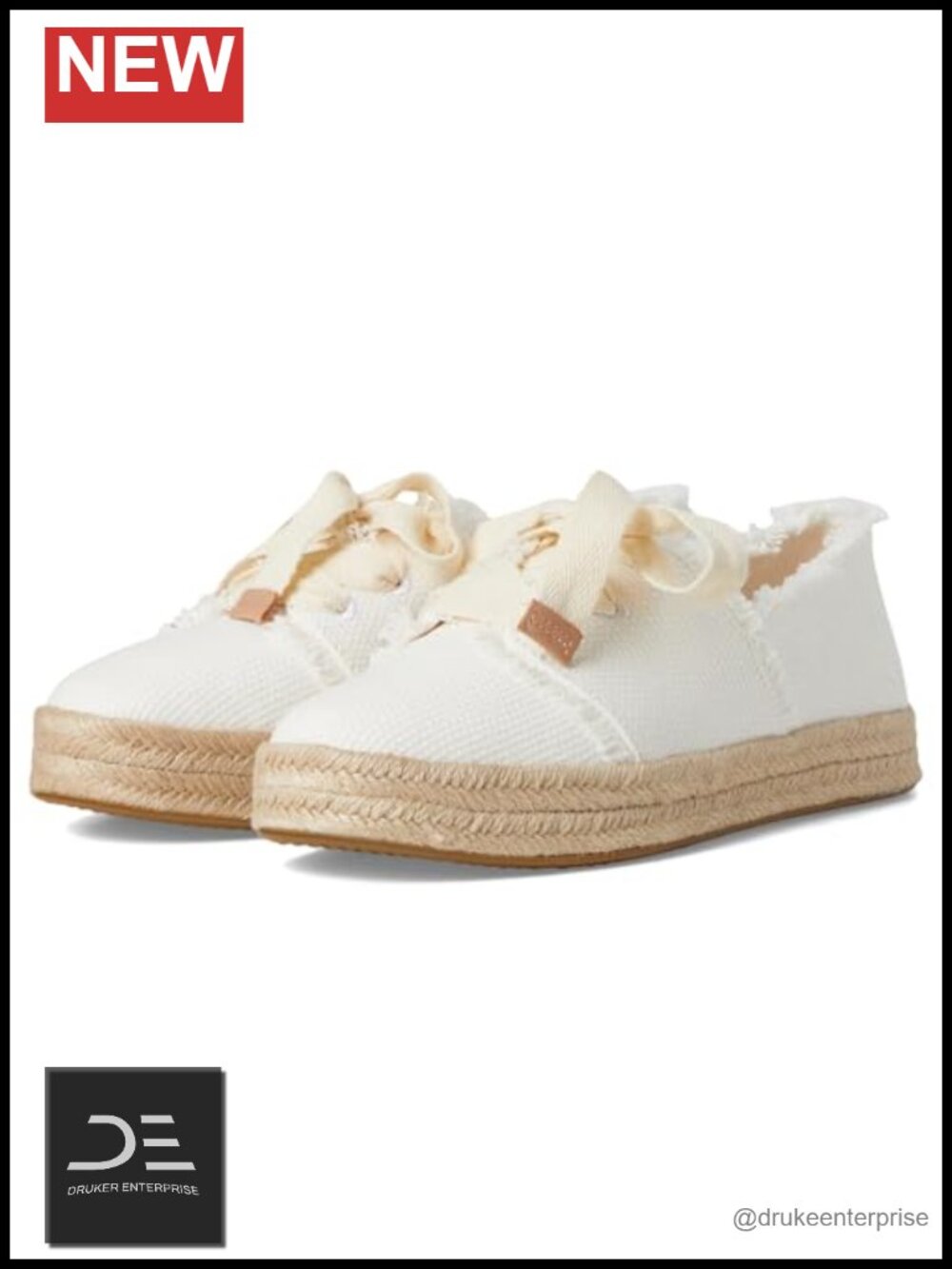 TOMS Carolina Lace-Up Espadrille Women's Frayed Cotton Platform Wedge